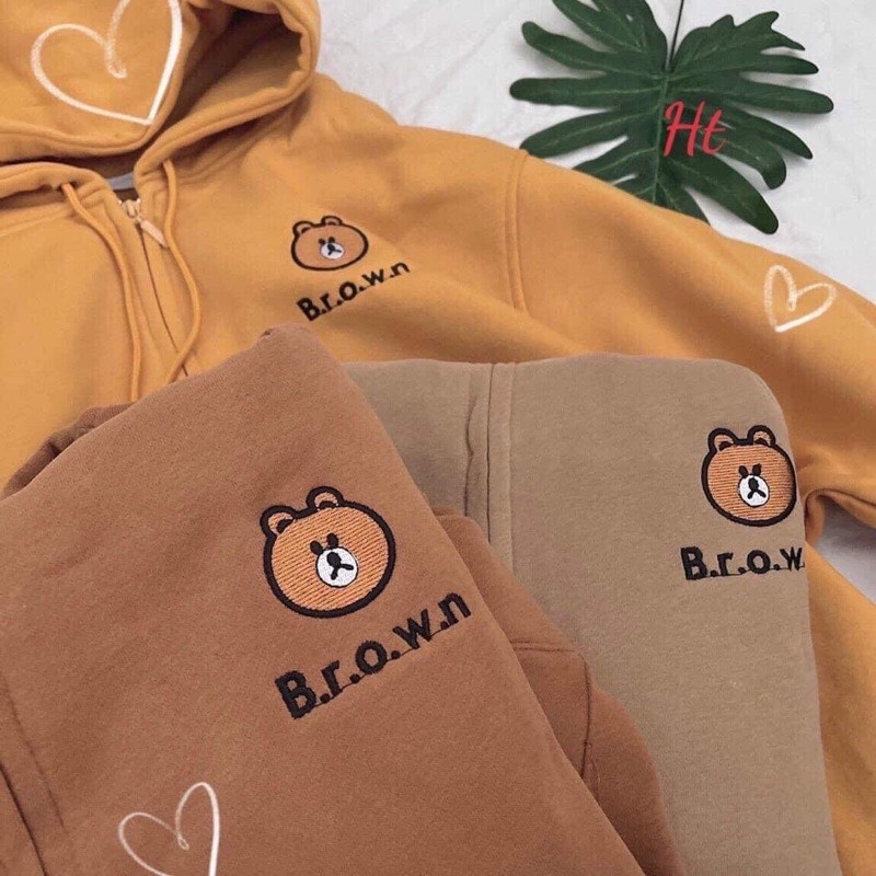 Áo khoác nỉ gấu brow cotton ht12
