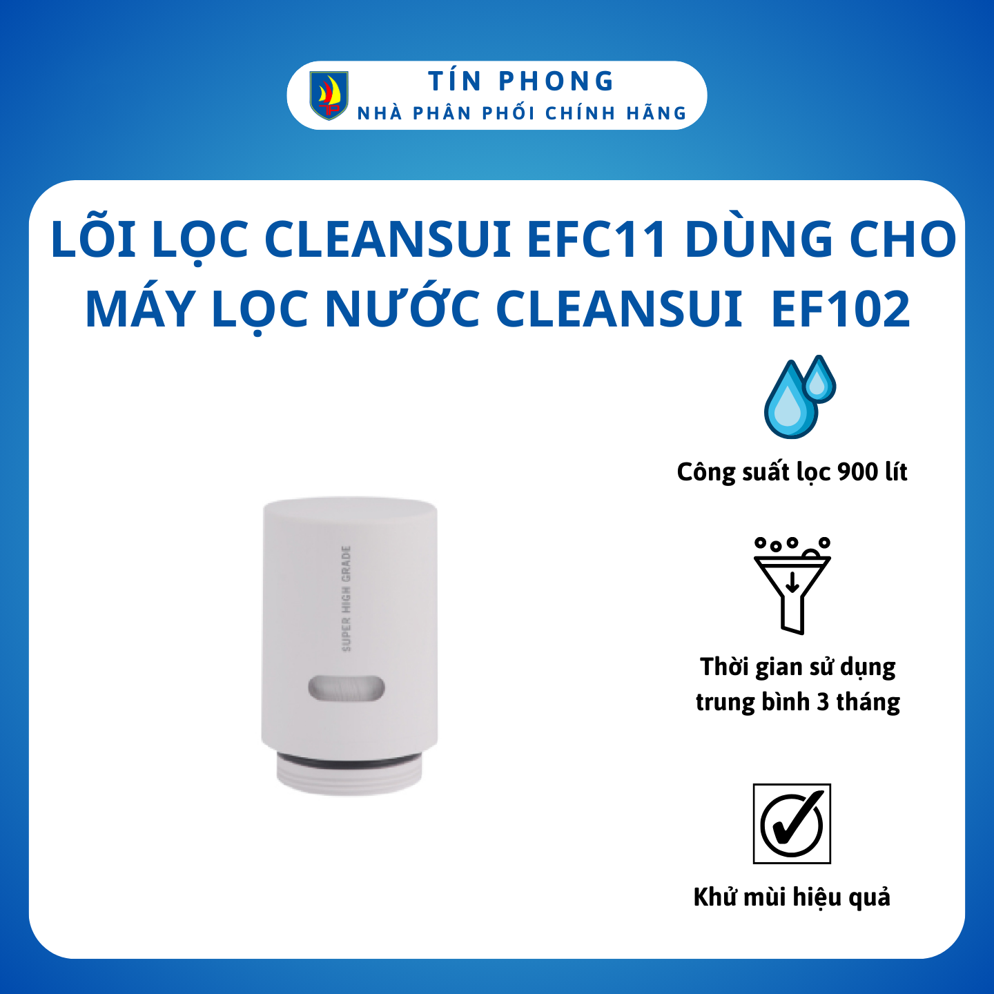 [Giao Hỏa Tốc 2H] Lõi lọc nước, lõi lọc Cleansui EFC11 dùng cho máy lọc nước Cleansui  EF102 - Sản xuất tại Nhật Bản - Hàng chính hãng