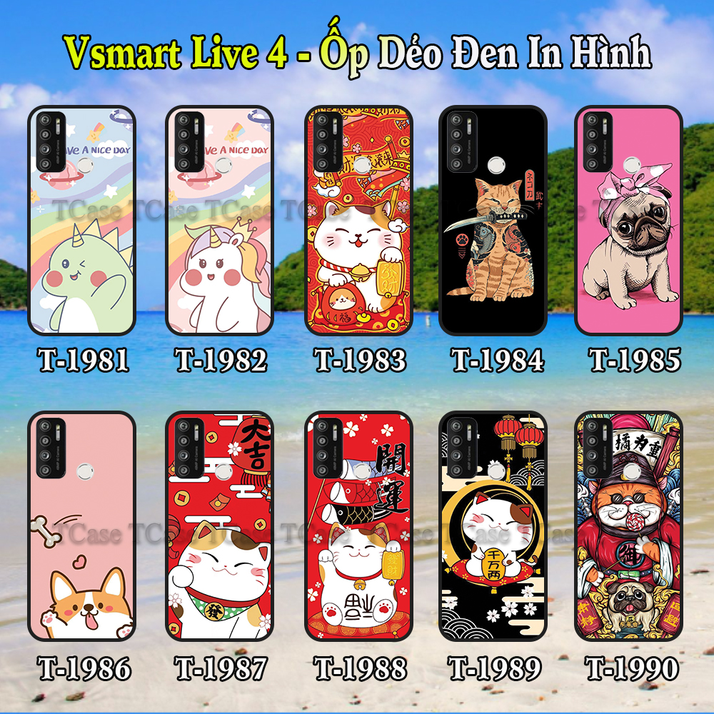 [HCM]Ốp Lưng Vsmart Live 4 dẻo đen in hình Nhiều Mẫu Phần B