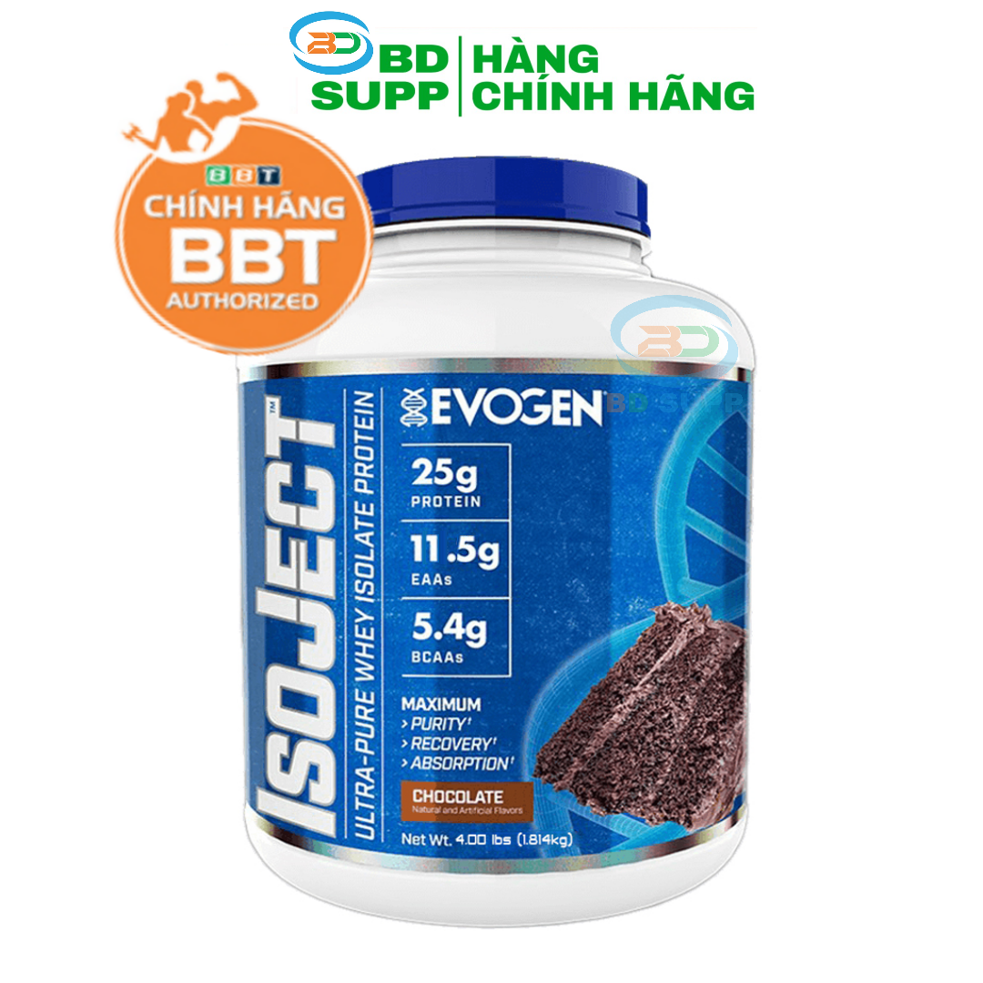 Hàng BBT - EVOGEN ISOJECT , Whey Isolate 4lbs 57 servings, Hấp Thu Nhanh, Tăng Cơ, Phục Hồi Và Xây Dựng Cơ Bắp, Nhập Khẩu Từ Hoa Kỳ