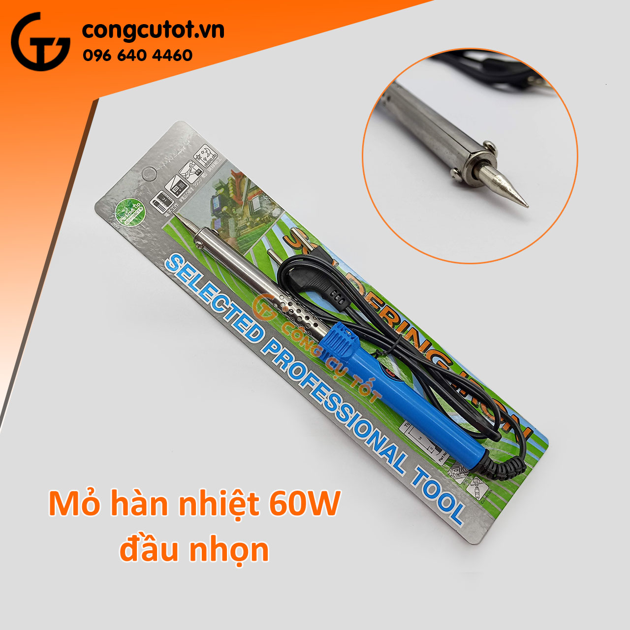 Mỏ hàn nhiệt 60W mũi nhọn cán nhựa