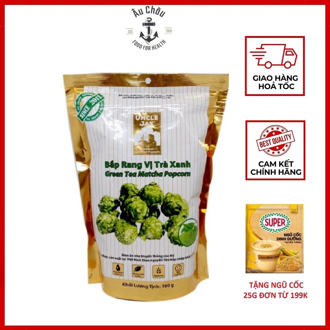 GÓI LỚN Bắp rang bơ Uncle Jax American Gourmet Popcorn vị trà xanh Mỹ 160gr - ÂU CHÂU SHOP