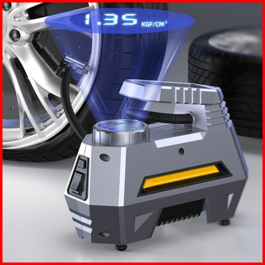 Bơm ô tô 2 Piston 30 Xylanh HULDRA, công suất 120W siêu khỏe siêu nhanh, Máy bơm lốp xe hơi HULDRA 12v, tích hợp đồng hồ điện tử, lưu lượng áp suất không khí 50L/phút, kèm chế độ đèn pin, tự ngắt khi bơm đầy