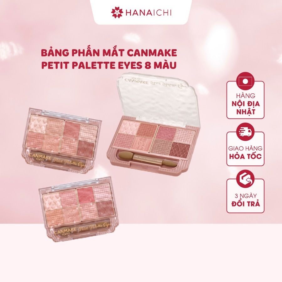 Bảng phấn mắt Canmake Petit Palette Eyes 8 ô mịn lì kèm cọ - Nội địa Nhật