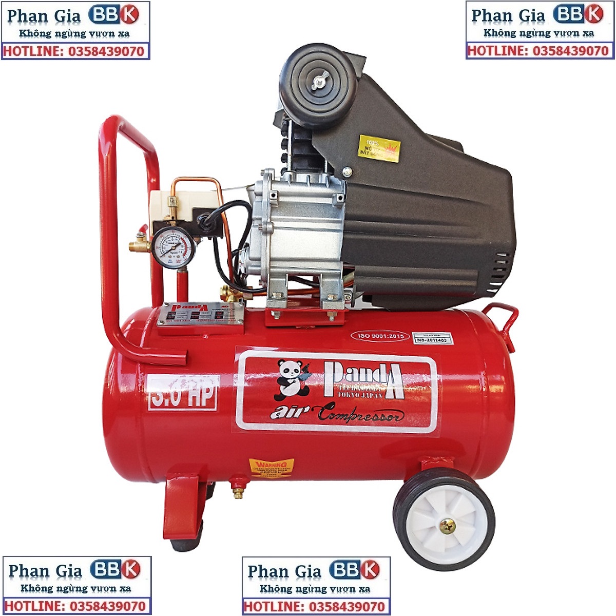 Máy nén khí có dầu panda 3.0 hp 30l - motor 100% dây đồng - máy nén khí chất lượng cao - bảo hành 12 tháng