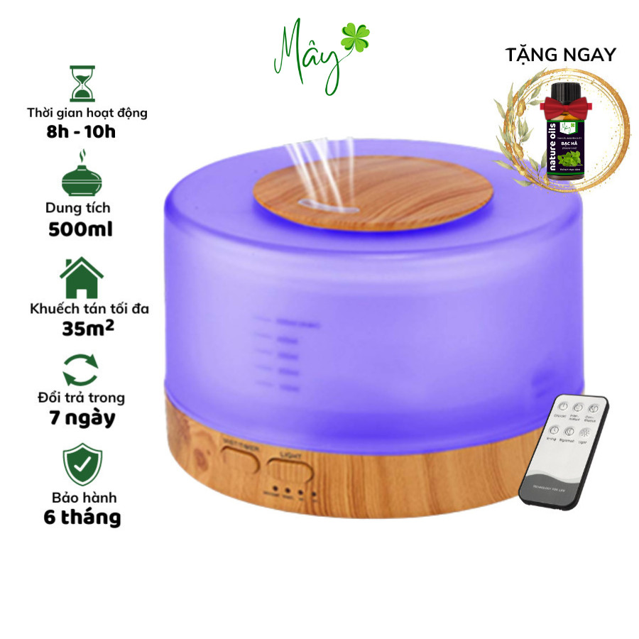 Máy xông tinh dầu phòng ngủ trụ trong, máy phun sương mini tạo độ ẩm phòng, khuếch tán hương thơm tinh dầu - Mây
