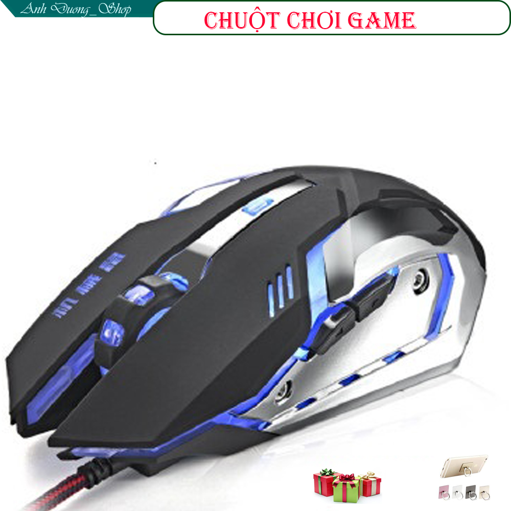 Chuột chơi game.Chuột Game thủ có đèn LED đổi màu cực đẹp.Nút bấm siêu bền với 6 chức năng tùy chỉnh,tặng móc dán điện thoại.