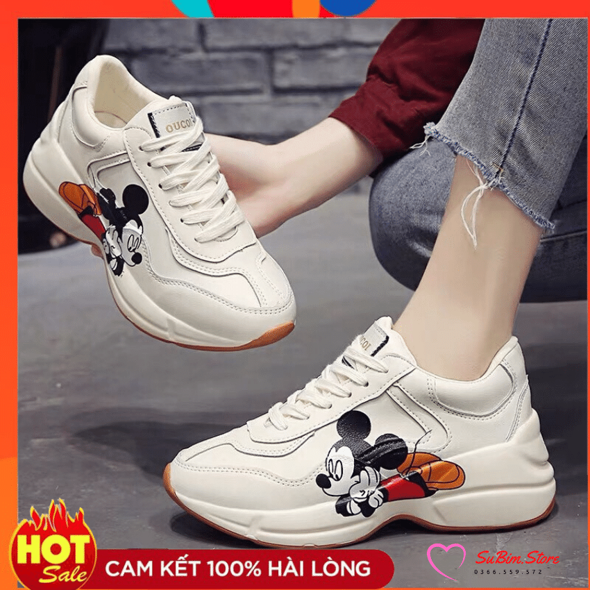 Giày thể thao nữ hình chuột mickey siêu dễ thương – subim.store – giày sneaker nữ hot trend hè 2020, độn đế 5,5 cm