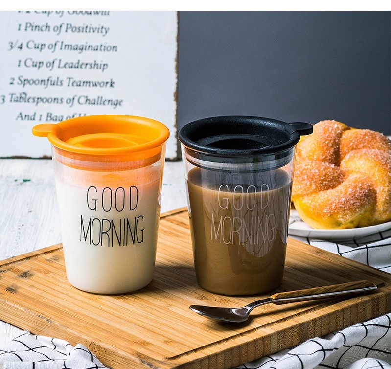 Ly Thủy Tinh In Chữ Good Morning Không Quai