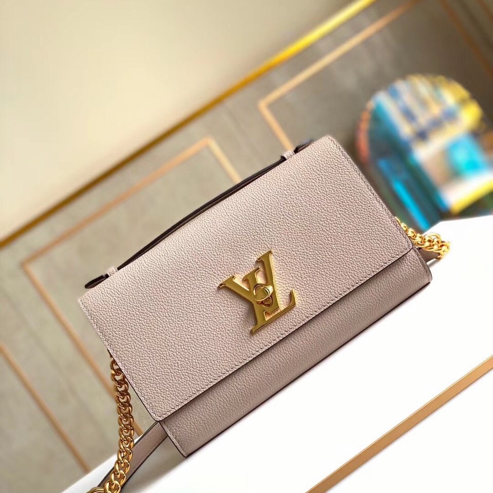 Túi đeo chéo cầm tay clutch LOCKME khoá trắng da sần fullbox có hộp