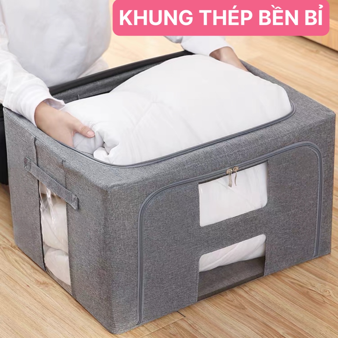 (LOẠI DÀY) TÚI VẢI ĐỰNG QUẦN ÁO CHĂN MỀN BẰNG KHUNG SẮT CAO CẤP CÓ THỂ XẾP GỌN ĐƯỢC - TÚI ĐỰNG ĐỒ DU LỊCH SIZE LỚN CHO GIA ĐÌNH LOẠI TỐT CHẤT VẢI CANVAS CHỐNG THẤM NƯỚC CHỐNG BÁM BẨN HIỆU QUẢ