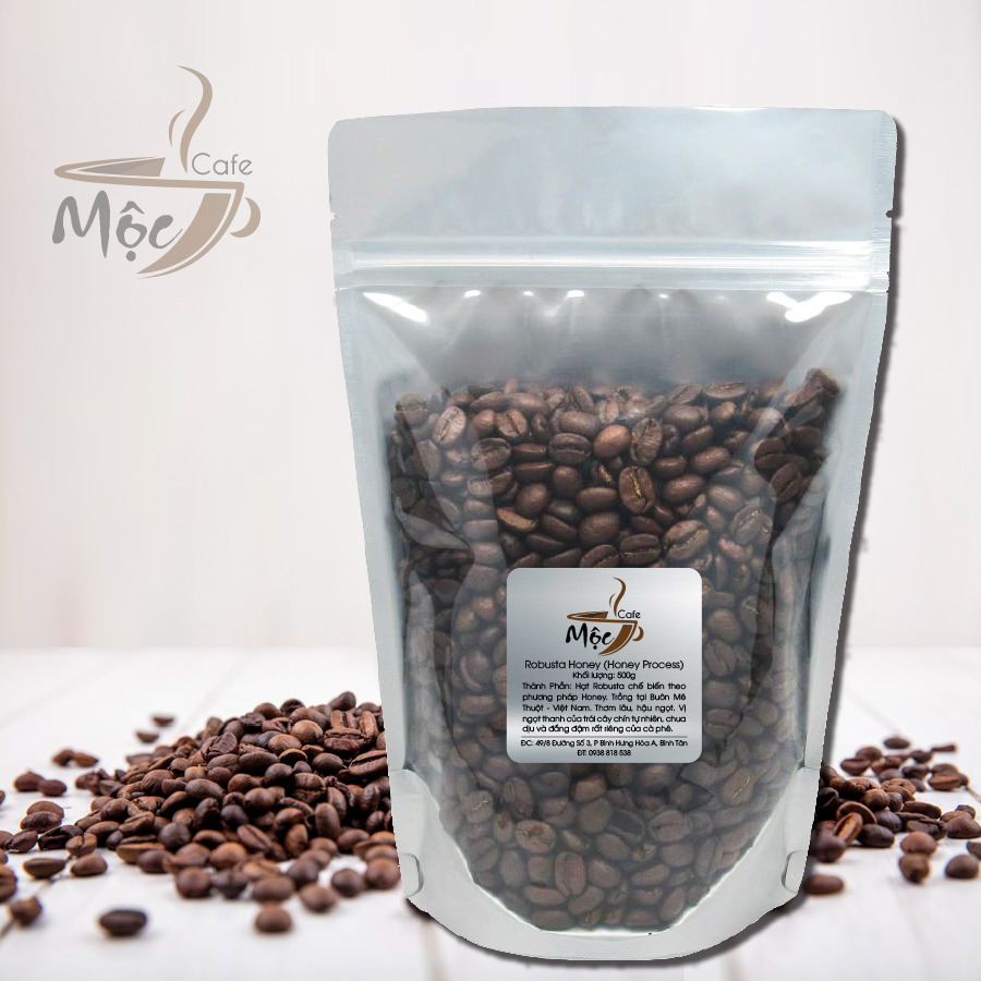 Cafe rang mộc Robusta Honey (1kg) - Thơm lâu, hậu ngọt, vị ngọt thanh của trái cây chín tự nhiên, chua dịu và đắng đậm rất riêng của cafe (nguyên hạt hay hạt xay sẵn tùy theo yêu cầu của bạn)