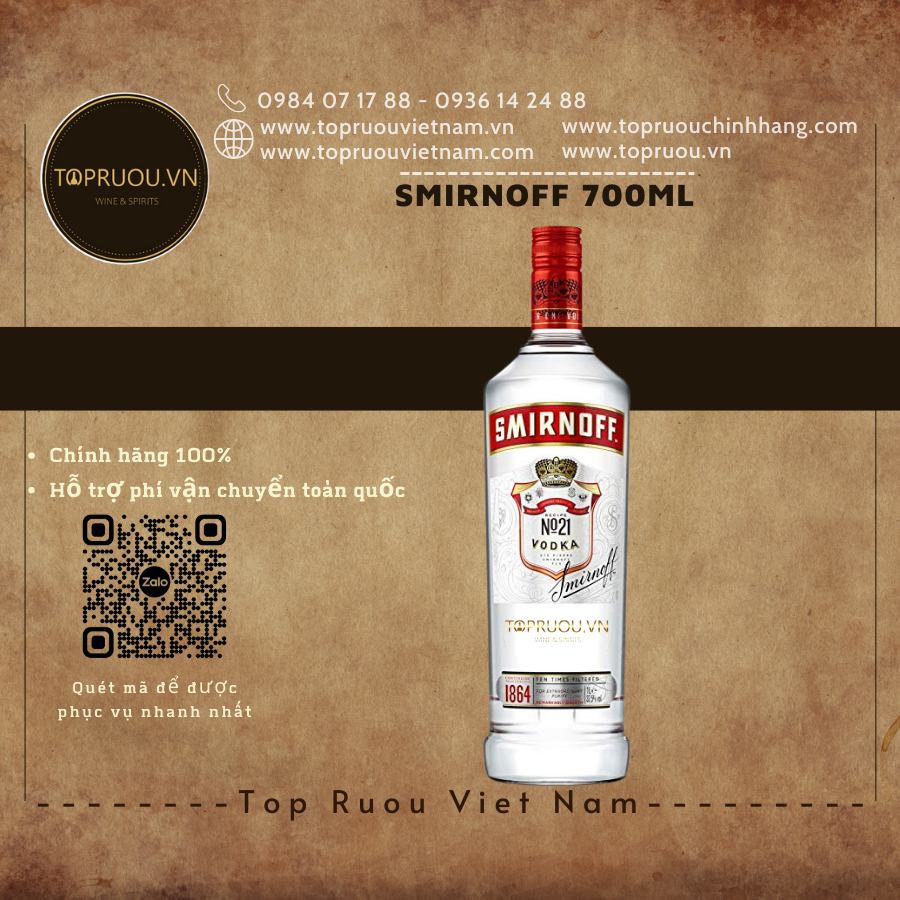 Smirnoff red vodka 700ml - chính hãng 100%