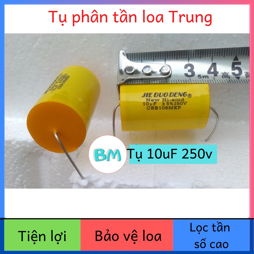 Tụ phân tần loa trung - 6.8uF 8.2 uF 10uF 15uF 22uF 250V - Tụ loa trung cao cấp - Phân tần loa