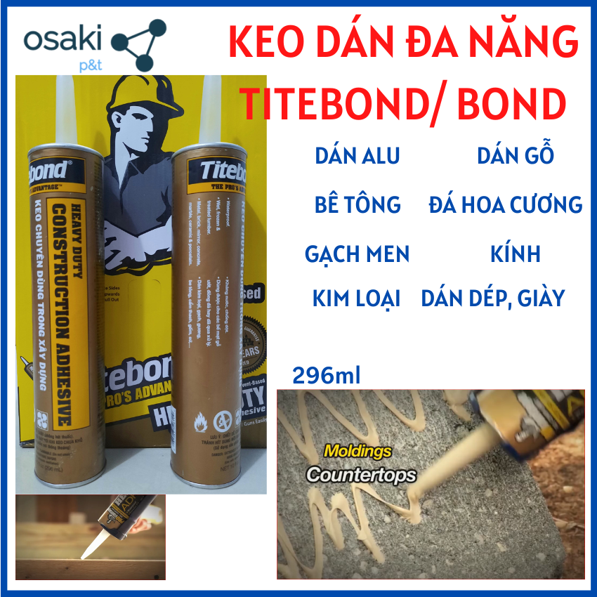 Keo Dán đa năng Titebond xBond, Keo dán Gỗ Gạch Kính Bê tông  Heavy duty (300ml/chai)