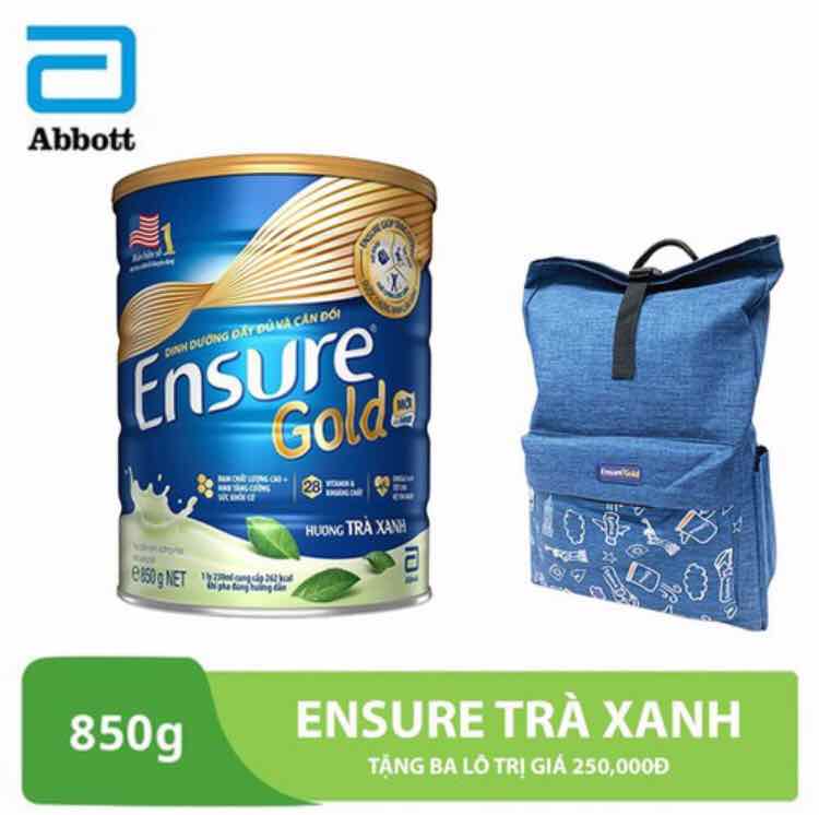 Bộ 1 lon sữa ensure gold trà xanh 850g tặng ba lô - entxp1