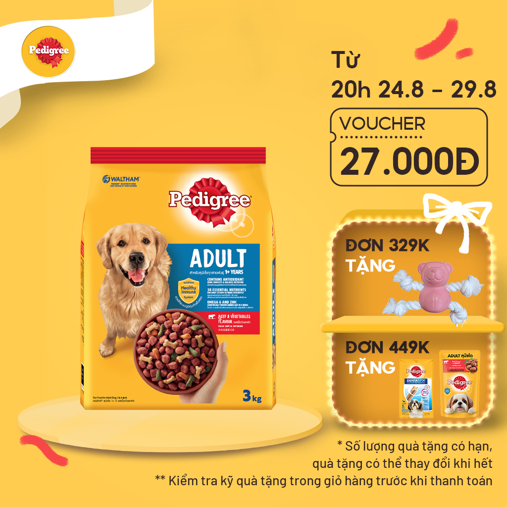 Thức Ăn Cho Chó Lớn PEDIGREE Vị Bò Và Rau Củ - Dinh dưỡng Hoàn Thiện cho một Chú Chó 1+ Tuổi Hạnh Phúc & Khỏe Mạnh
