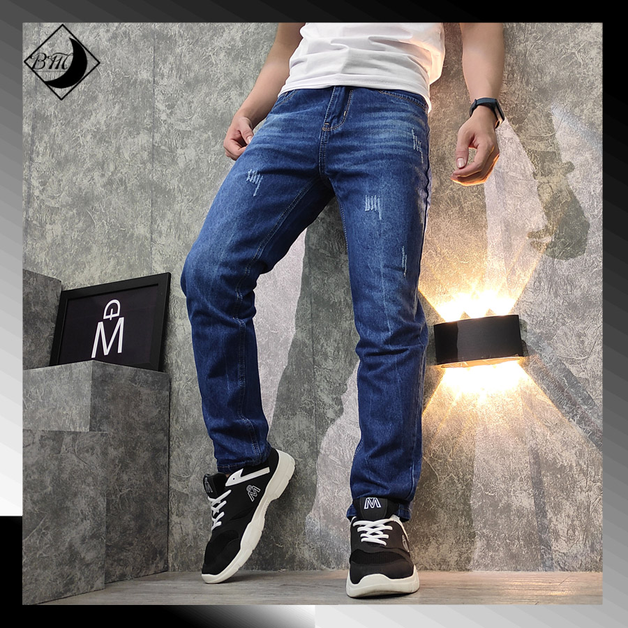 [HCM]Quần jean nam xanh đậm cào vải không co giãn BM156 Shop Blackmoon