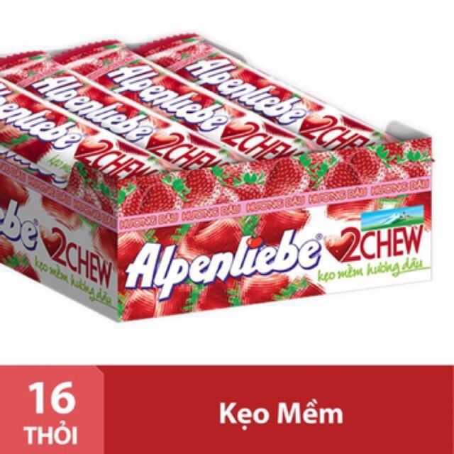 Kẹo alpenliebe dẻo mềm 2chew hương dâu hộp 16 thỏi
