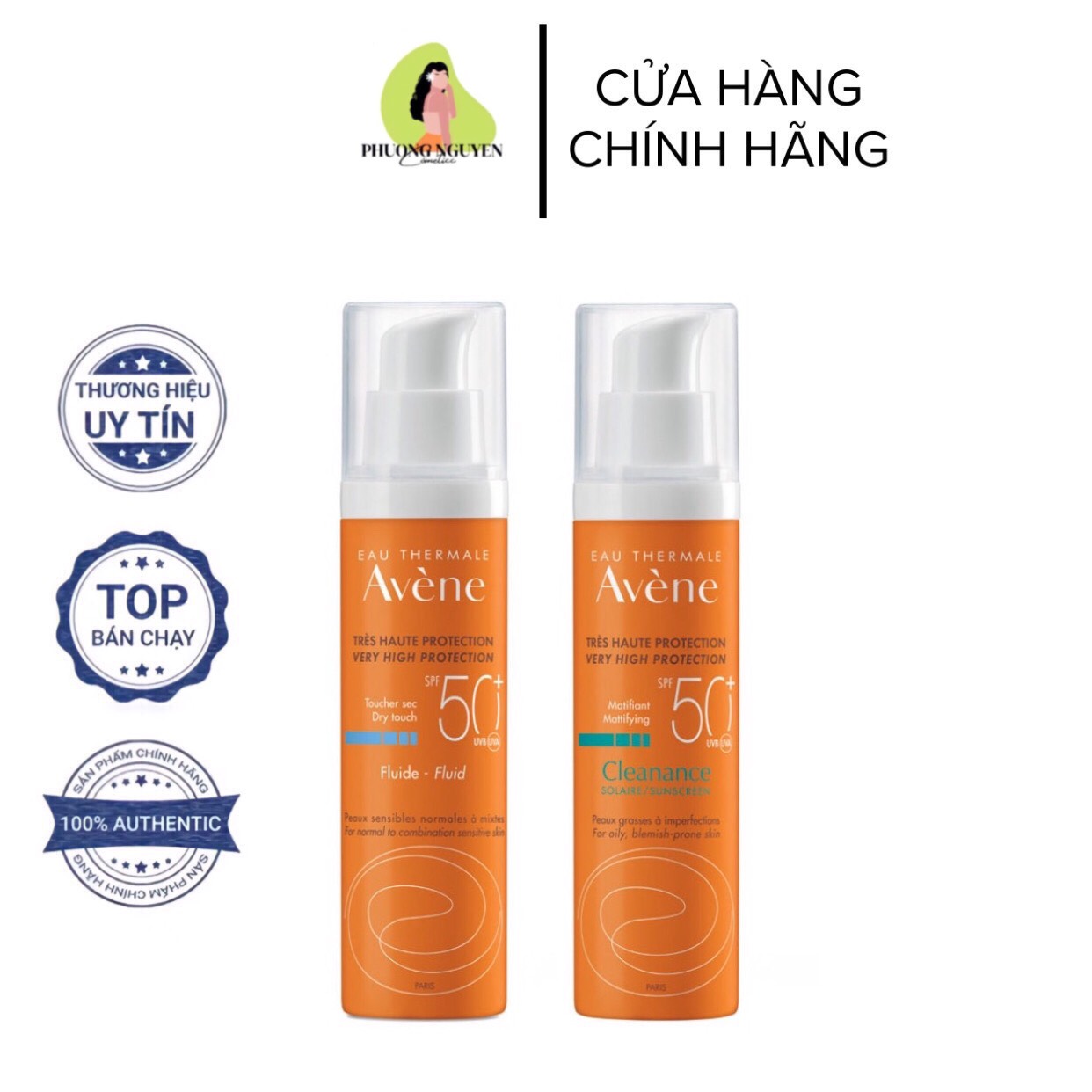 Kem chống nắng phổ rộng avene dry touch fluide spf50+ / avene mattifying cleanance spf50+ 50ml
