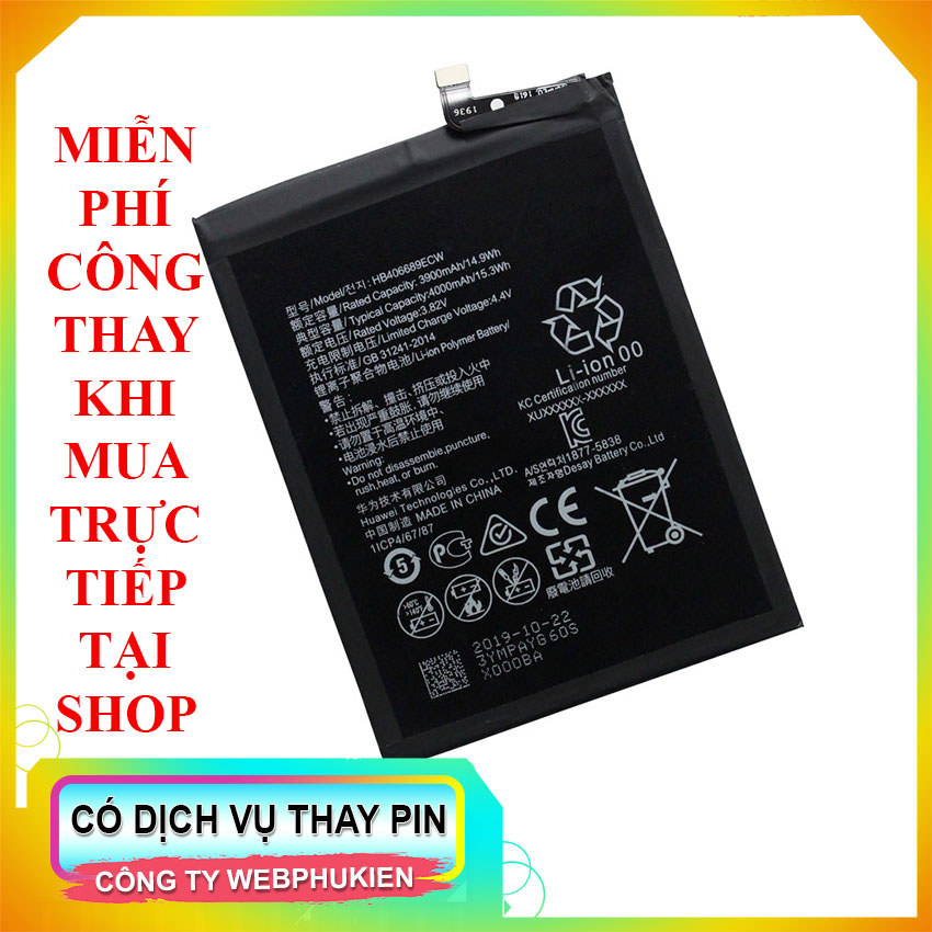 Pin zin hiệu webphukien dành cho điện thoại huawei mate 9 pro,mate 9,y7 prime 2017,y7 prime 2019,honor 8c,y7 2019,y9 2018,y9 2019,y7 pro 2017,y7 pro 2019 mã pin hb406689ecw, hb396689ecw4000mah
