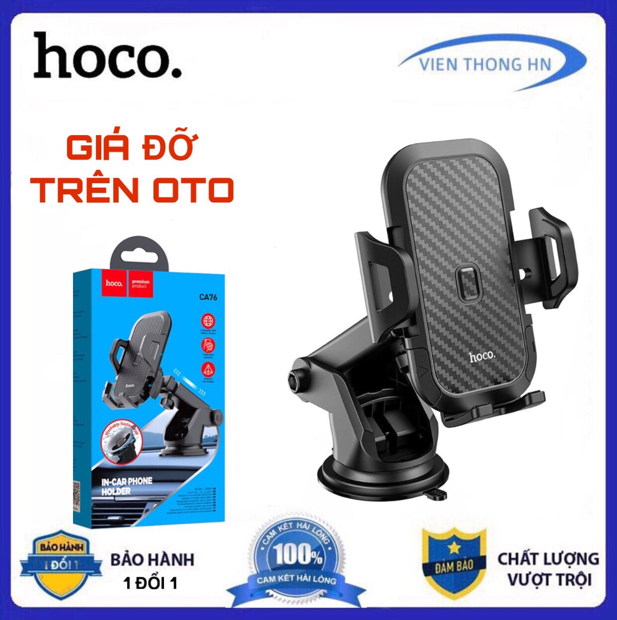 Giá đỡ điện thoại trên oto xe hơi cao cấp Hoco CB76 - vienthonghn