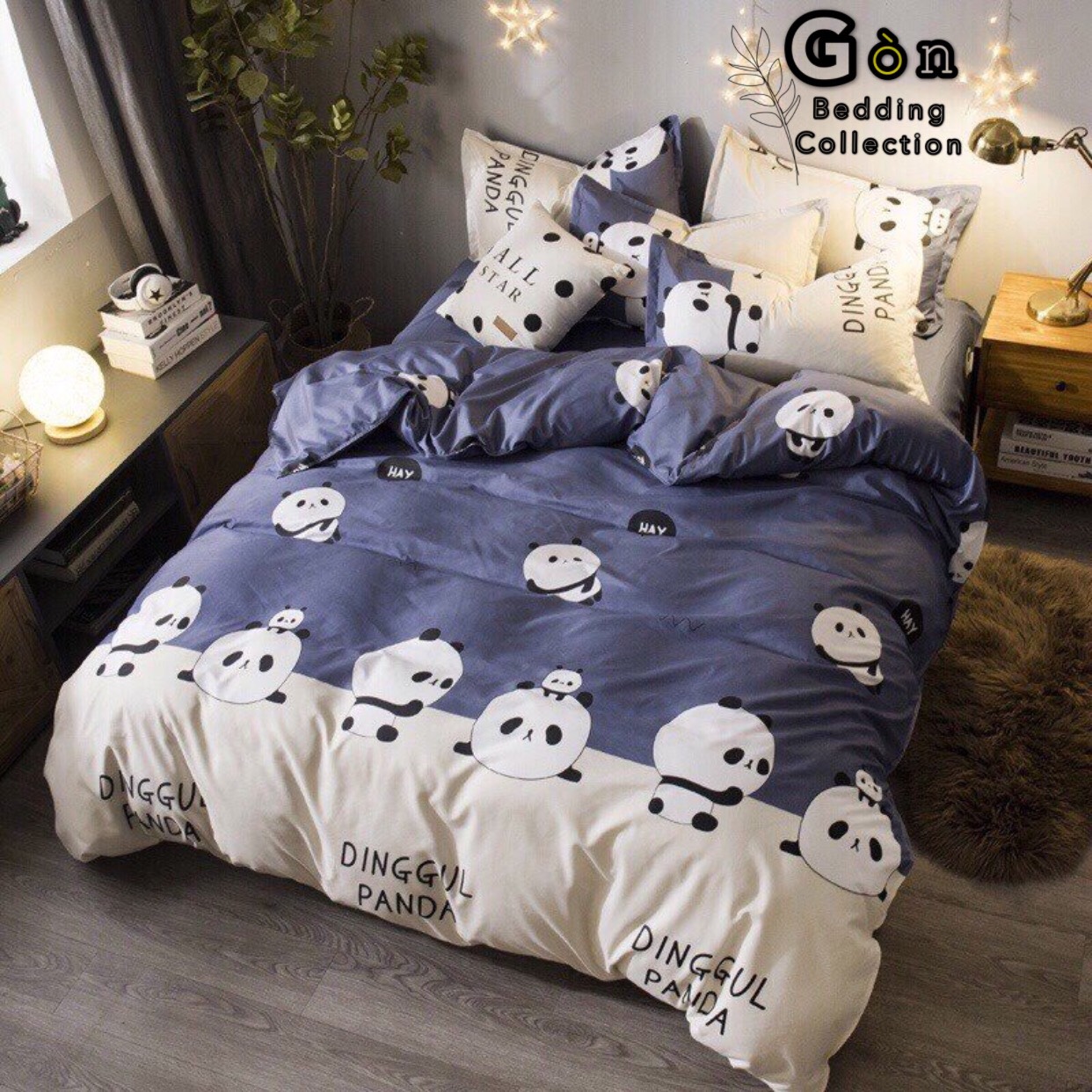 Bộ Chăn Ga Gối Cotton Poly , Gấu Trúc, Chất Liệu Thoáng Mát , Kích Cỡ Đa Dạng ( 1 Grap , 1 Vỏ Chăn , 2 Vỏ Gối ) By. Gòn