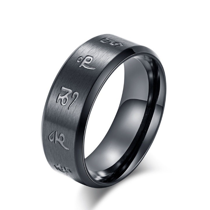 Nhẫn nam khắc om mani padme hum titan không rỉ tt 1805