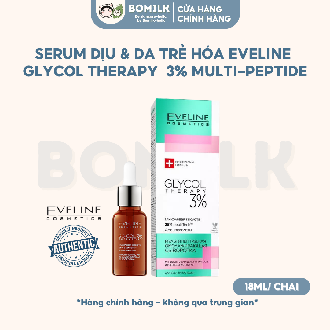 Serum dịu da & trẻ hóa Eveline Glycol therapy 3% Multipeptide rejuvenating