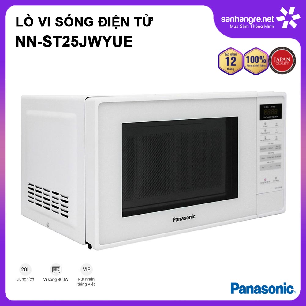 Lò vi sóng điện tử panasonic nhật bản nn-st25jwyue dung tích 20 lít công suất 800w - hàng chính hãng, bảo hành 12 tháng