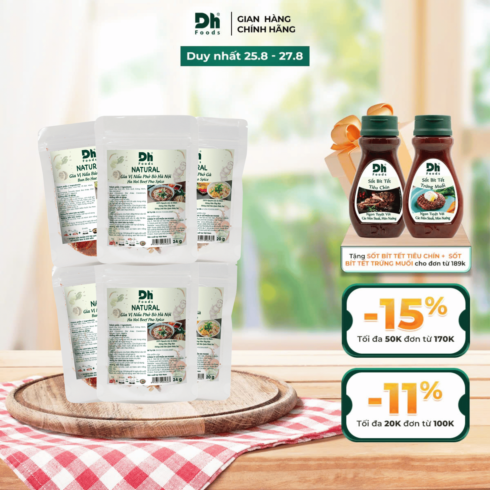 Hộp Gia Vị Nấu Phở - Bún Bò Dh Foods - Set 6 sản phẩm gia vị nấu phở và bún bò - gia vị Phở Bò Hà Nội, Phở Gà và Bún Bò Huế