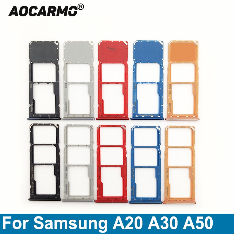 CW Aocarmo Sim Card For Galaxy A20 A30 A50 SIM Tray MicroSD Slot Holder