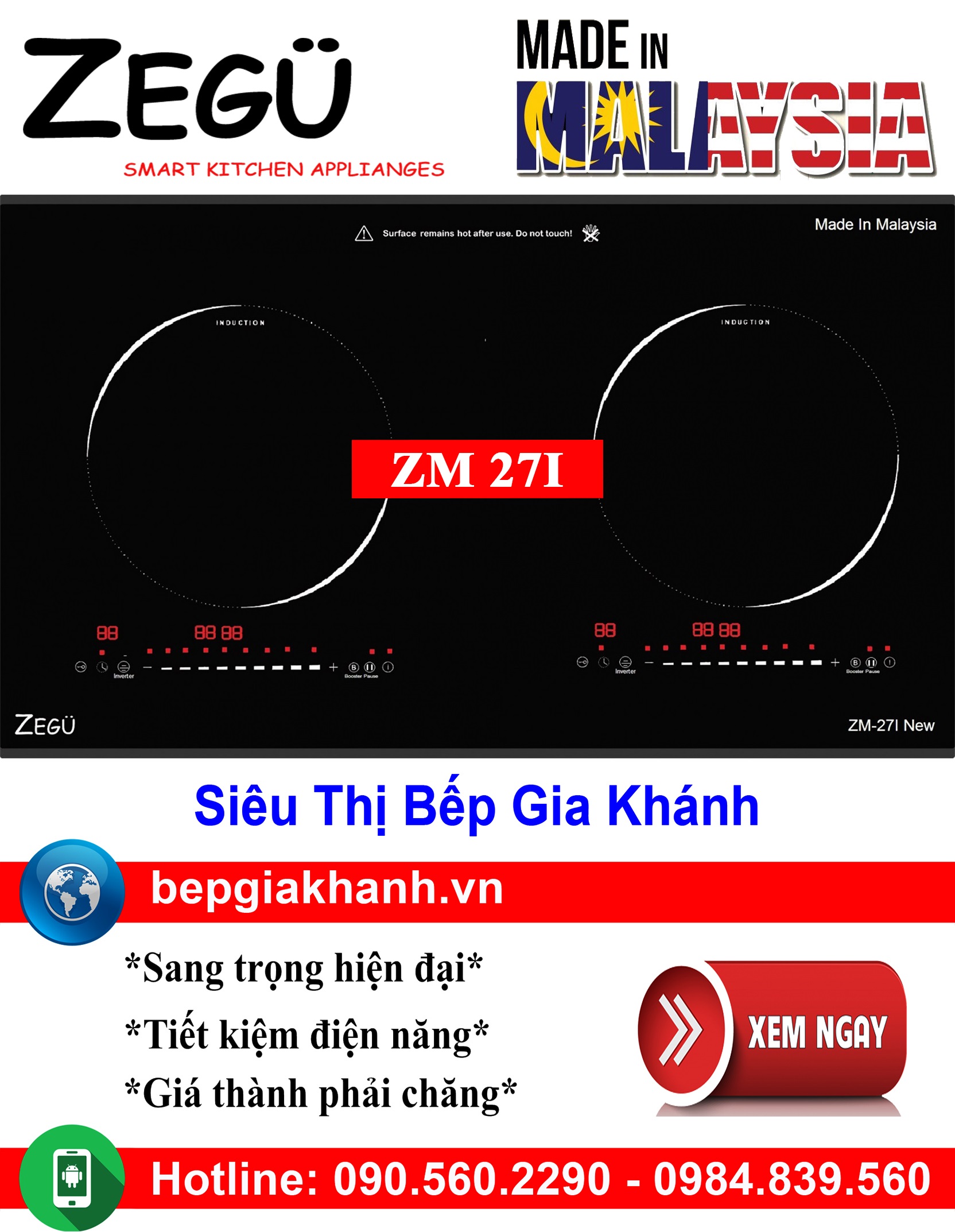 [HCM]Bếp từ đôi Zegu ZM 27I nhập khẩu Malaysia, bếp từ, bếp điện từ, bếp từ đôi, bếp điện từ đôi, bếp từ giá rẻ, bếp điện từ giá rẻ, bếp từ đơn, bep tu don, bep tu