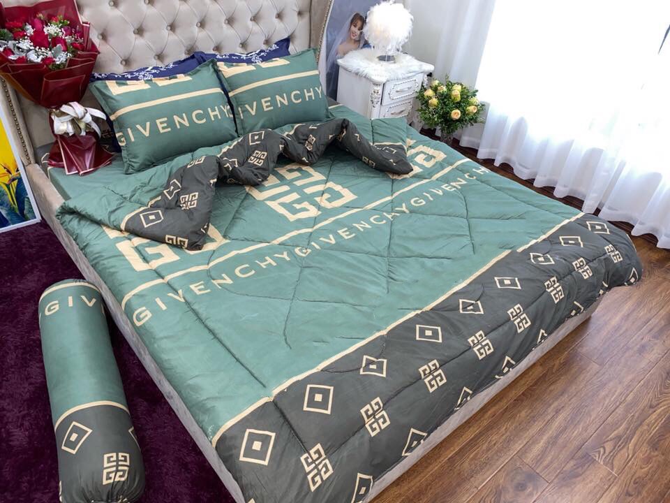 Bộ Chăn Ga Gối Combo 5 Món ,Givenchy , Chất Liệu Bền Đẹp, Không Phai, Không Xù, Mẫu Mã Kích Cỡ Đa Dạng