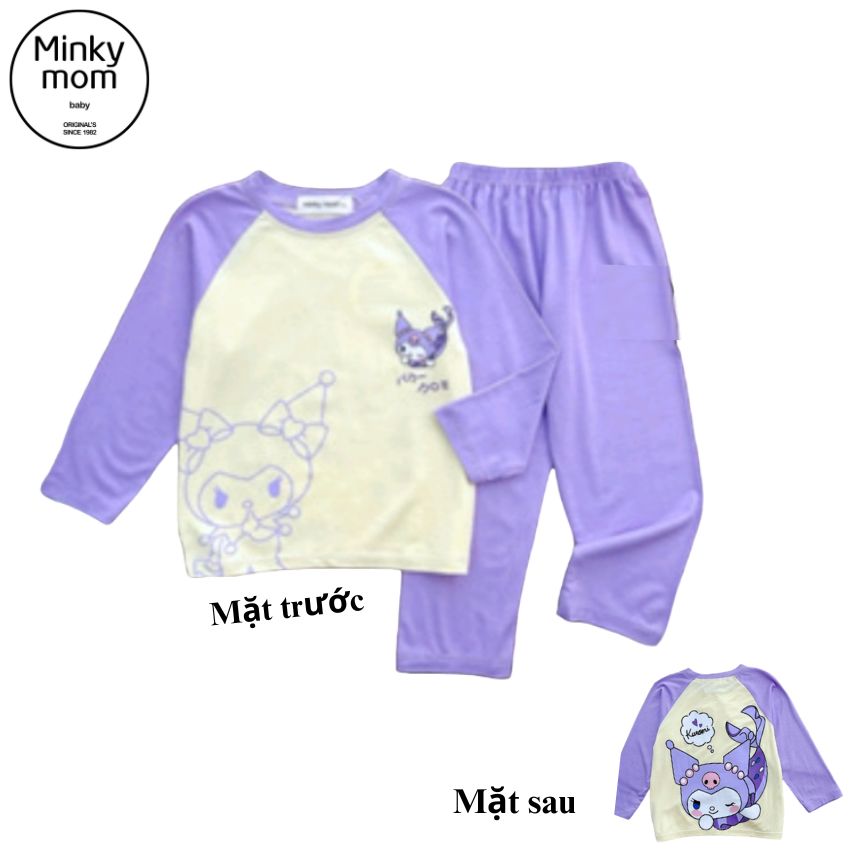 Bộ đồ ngủ, bộ dài tay thun lạnh Minky Mom in hình kuromi cho bé gái 7- 28 kg TD-002 - 2