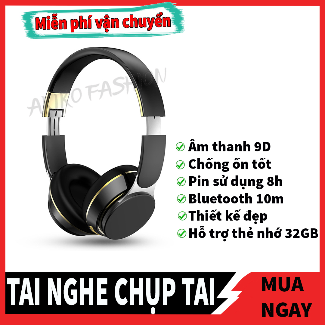 Tai nghe Bluetooth chụp tai GN-25-Hỗ trợ thẻ nhớ 32GB-có míc đàm thoại-không cần pin với dây cắm 3.5-kết nối 10m-chống va đập-hỗ trợ Fm-Gấp nhỏ Gọn