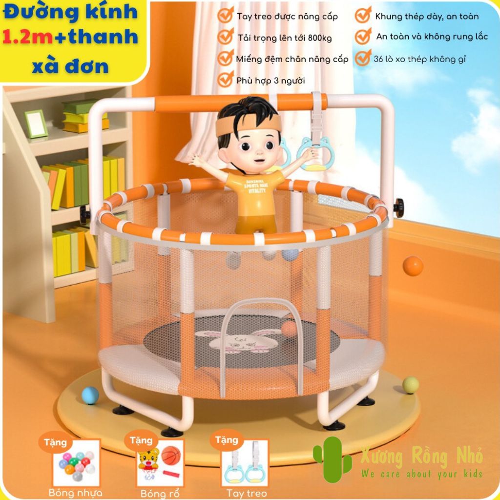  Nhà Nhún Trampoline Đường Kính 1,2m Kèm Xà Đơn Cho Bé Vận Động Tăng Chiều Cao Nhà Bóng Quây Bóng 