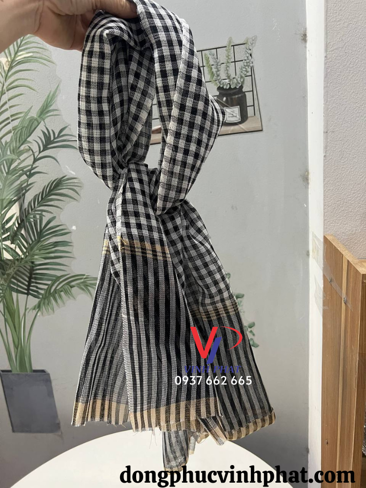Khăn rằn nam bộ màu đen sọc caro nhỏ- 50x125cm-hình thật