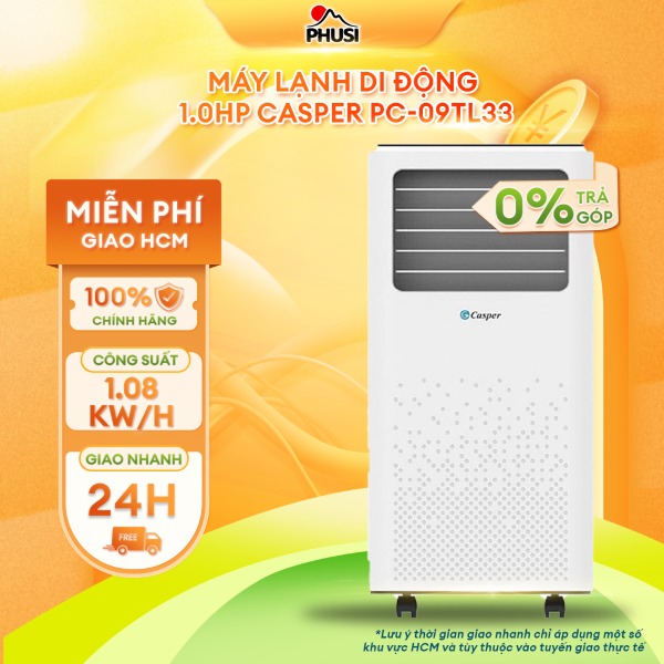 [Trả góp 0%] Máy lạnh/ Điều hòa di động 1.0HP Casper PC-09TL33 - Hàng chính hãng (Miễn phí giao HCM)