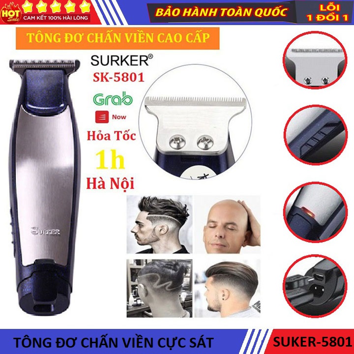 [ Cực Chất ] Tông Đơ Cắt Tóc Chấn Viền Cao Cấp SUKER 5801, Động Cơ Êm Ái, Tông Đơ Bấm Viền Cực Sát