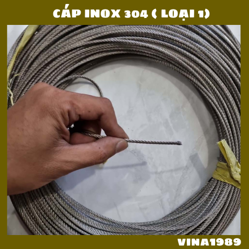 Dây cáp inox 304 1.5 ly, 2 ly, 3 ly, 4 ly , cáp lụa inox 304 1.5mm , 2mm , 3mm , 4mm - vina1989