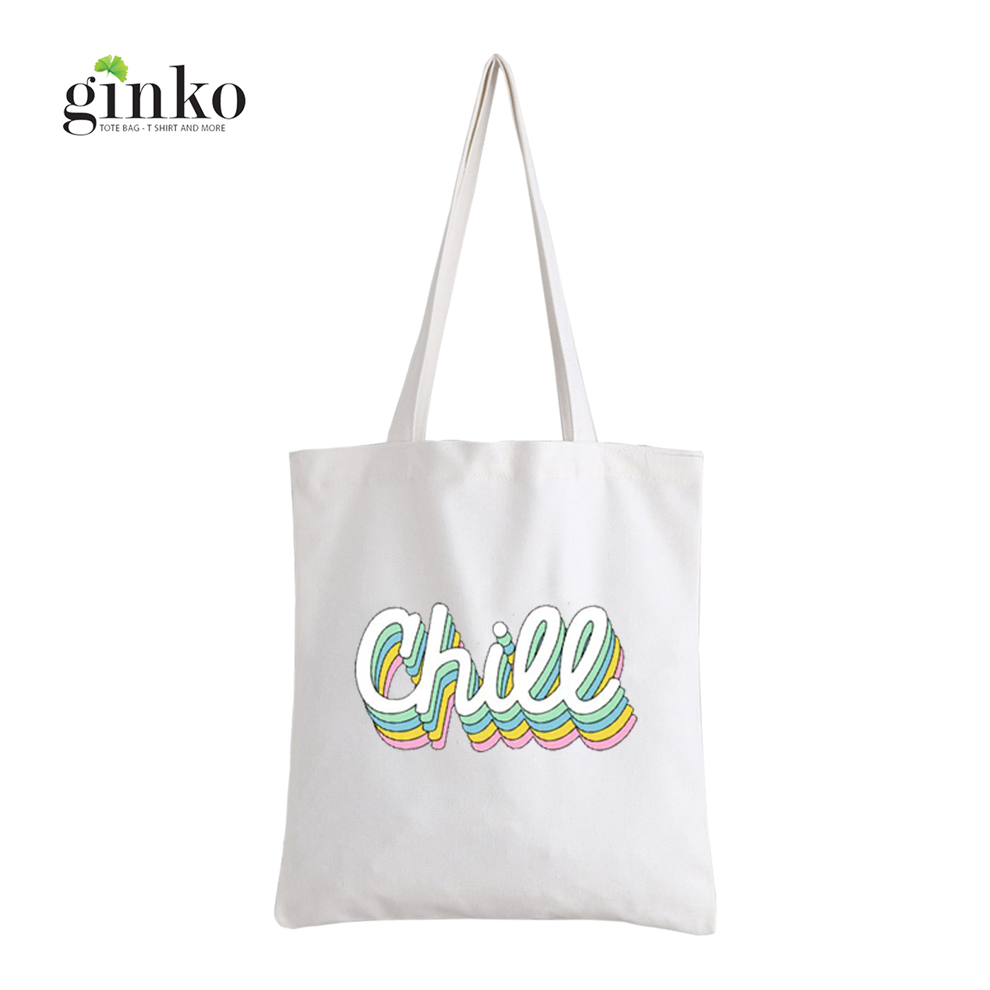 Túi Vải Tote GINKO Kiểu Basic Dây Kéo In Hình Chill