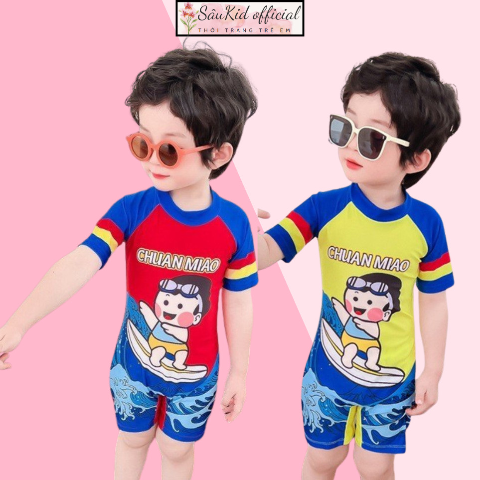Đồ bơi bé trai dành cho trẻ em từ 10kg đến size đại in hình bé trai lướt sóng