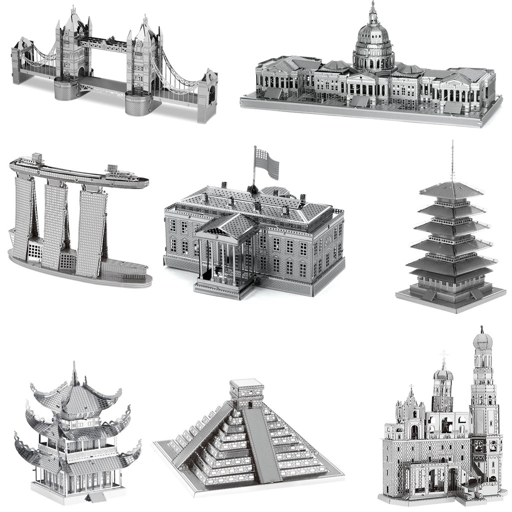 Mô hình kim loại 3d lắp ráp công trình kiến trúc thế giới
