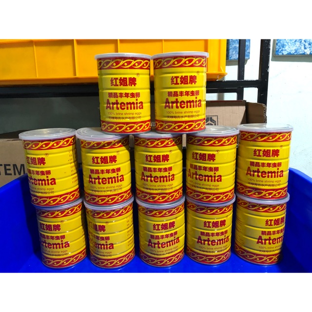 Trứng ấp nở Artemia lon vàng, nở banh nóc, hàng nội địa trung 100%, date luôn mới