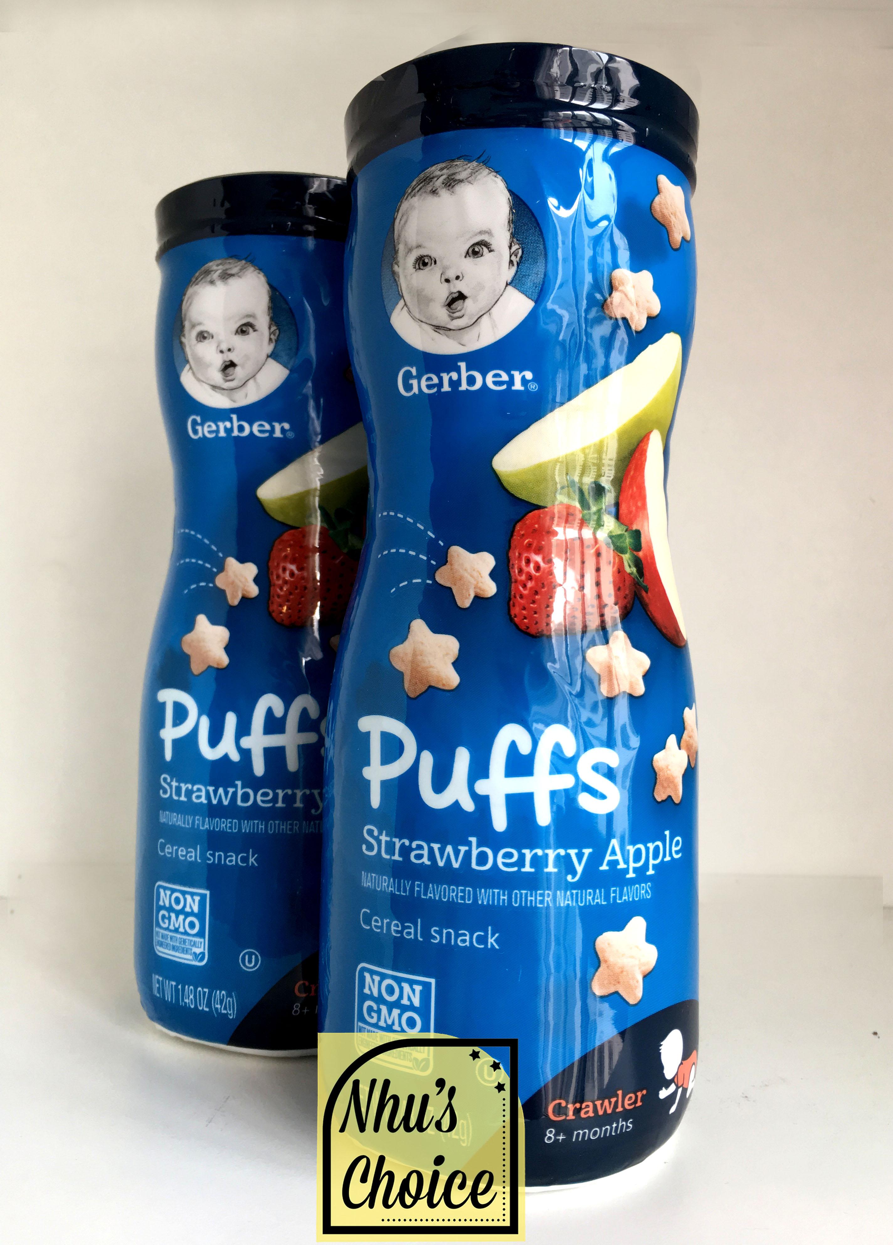 Bánh Ngũ cốc Ăn dặm Gerber Puffs Cereal Snack - Vị Dâu Táo