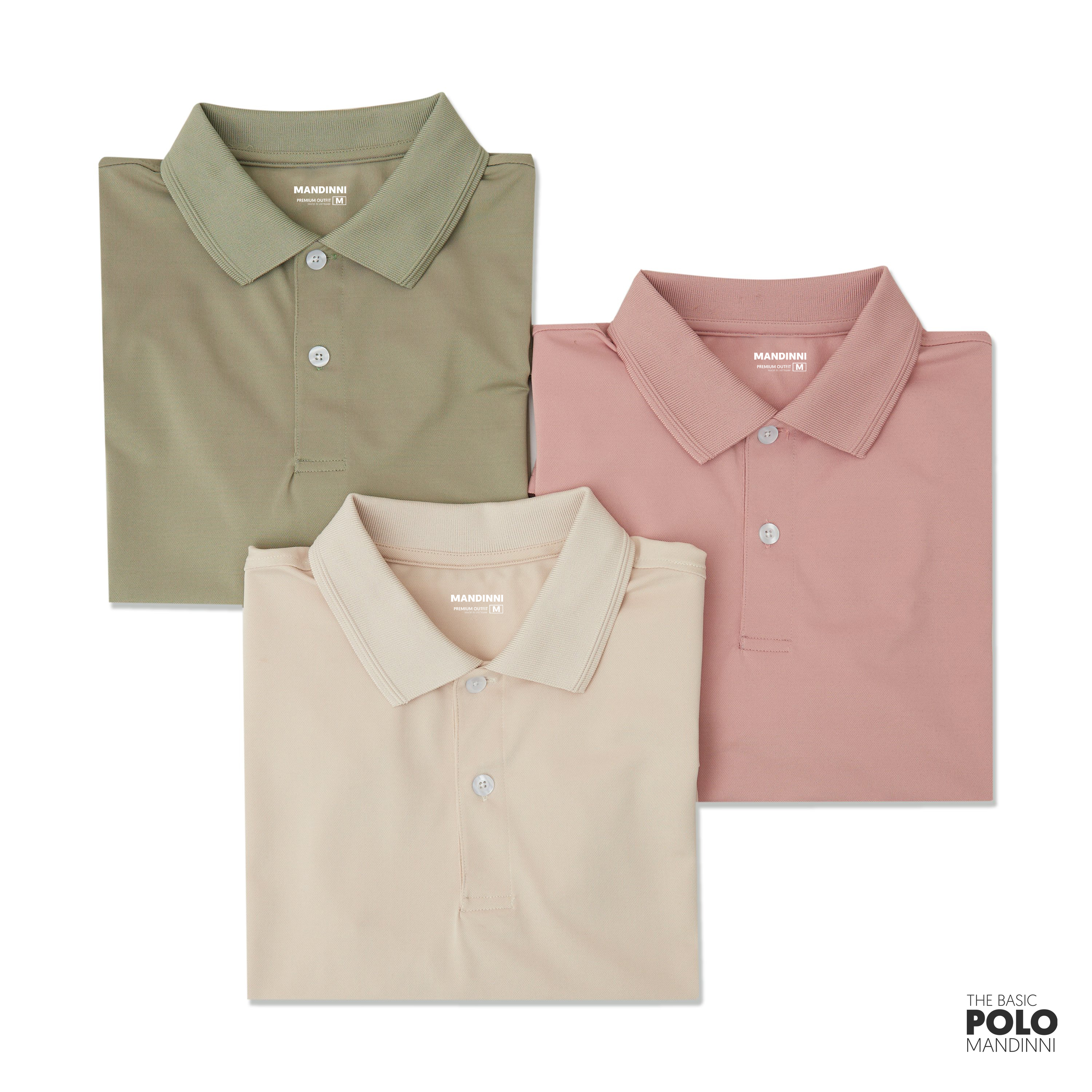 Áo thun trơn MANDINNI nam màu pastel vải cotton poly - 3 màu