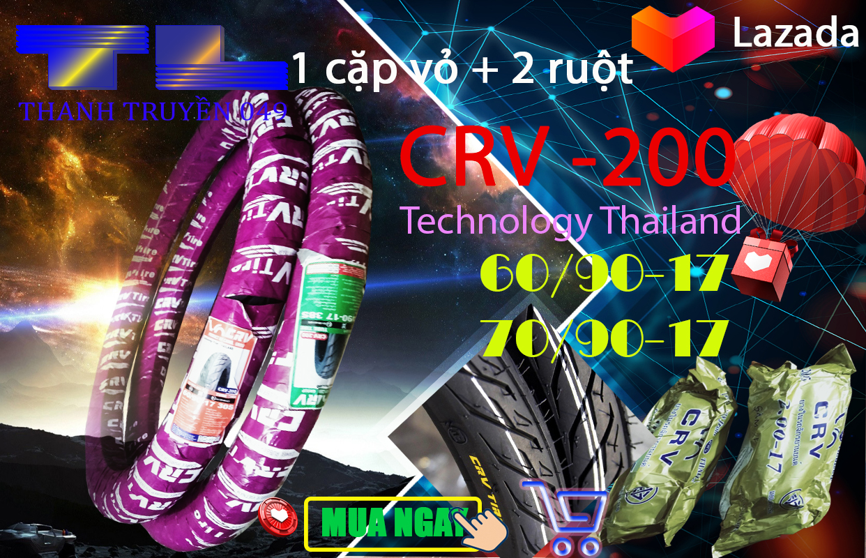 1 cặp vỏ + 2 ruột  CRV  60/90-17 và 70/90-17 ( Bao bì tím)