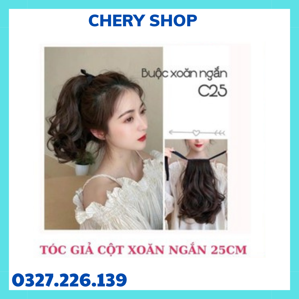 Tóc giả nữ giá tốt - Tóc giả cột xoăn ngắn c25