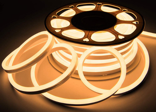 50 mét dây đèn led neon 8x16mm 220v loại 2 mặt sang có sẵn nguồn
